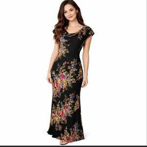 Whimsigoth Fairy Goth Dark Romantic Y2K 90s Hoco Prom Event Maxi Cowl Neck Dress